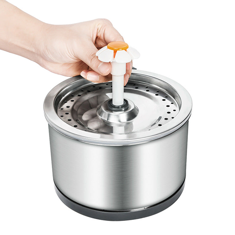 Fonte de Água Automática em Inox para Cães e Gatos – Silenciosa e Higiénica