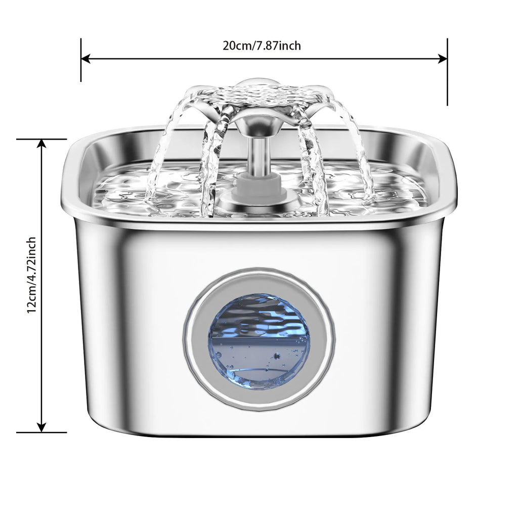 Fonte de Água Automática em Inox para Cães e Gatos – 2L