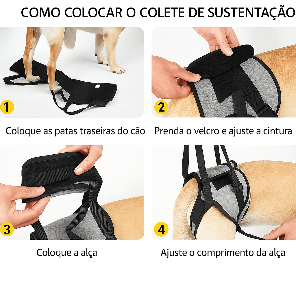 Arnês de Suporte Traseiro Ajustável para Cães – Estabilidade no Uso Diário - DogCare.pt