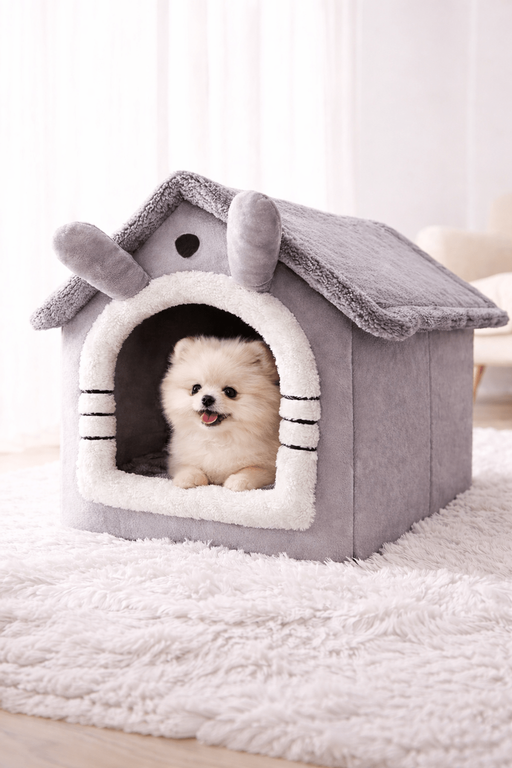 Cama Casinha para Cães Pequenos – Confortável e Lavável - DogCare.pt
