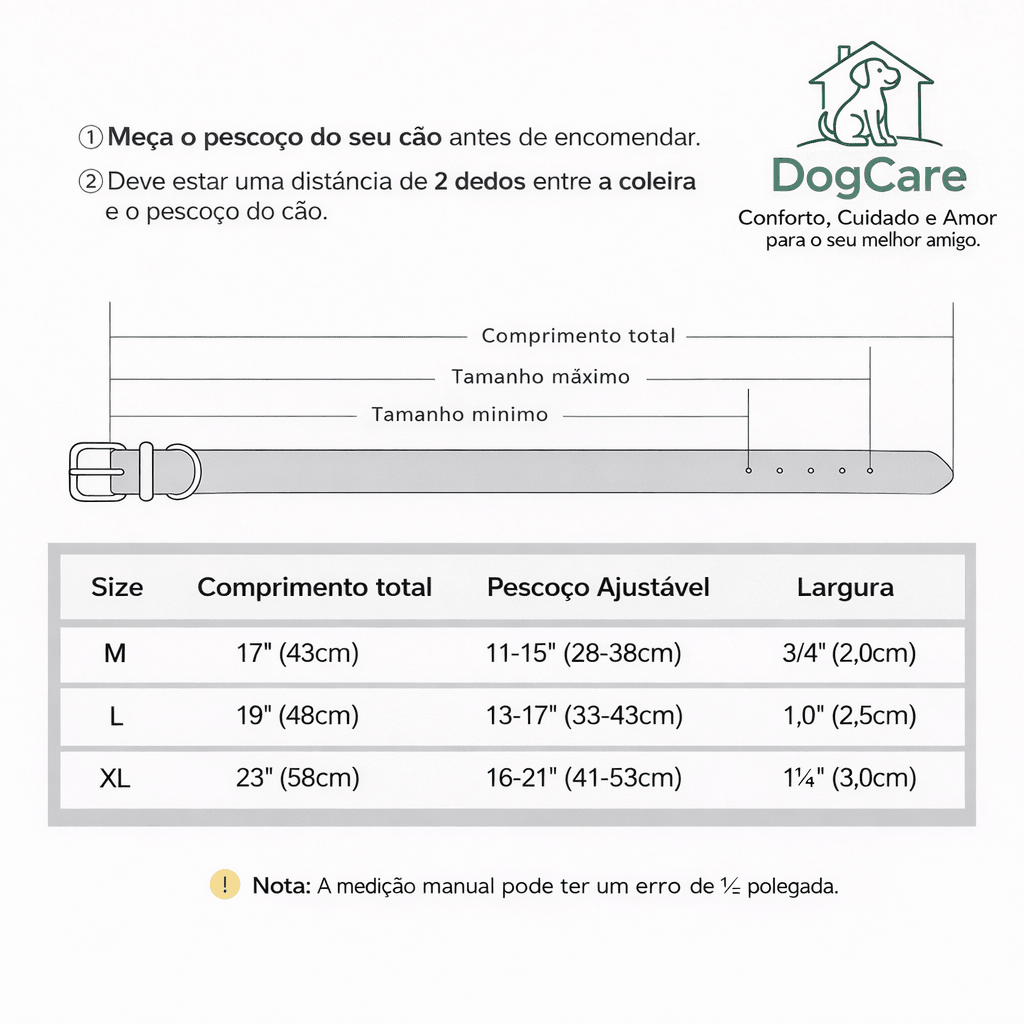 Coleira Ajustável para Cães com Suporte para Localizador – Conforto e Resistência - DogCare.pt