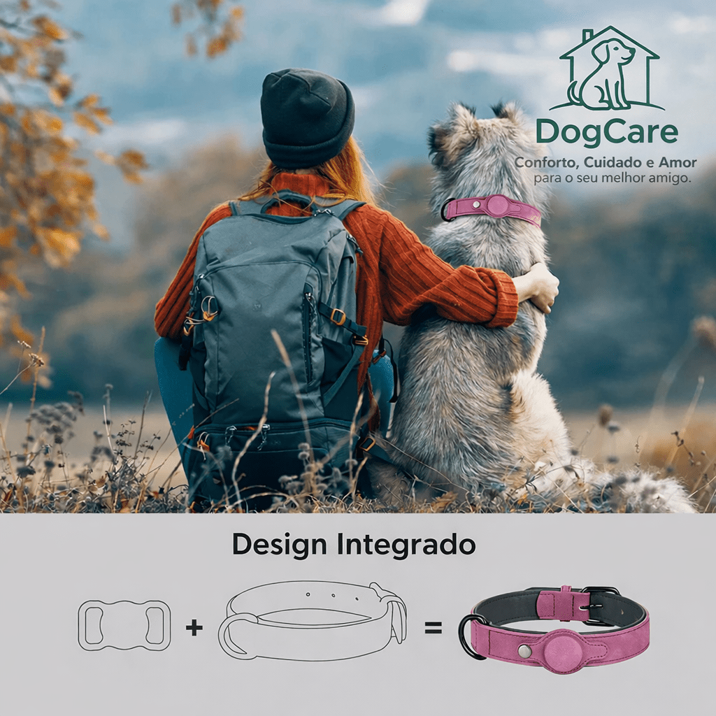 Coleira Ajustável para Cães com Suporte para Localizador – Conforto e Resistência - DogCare.pt