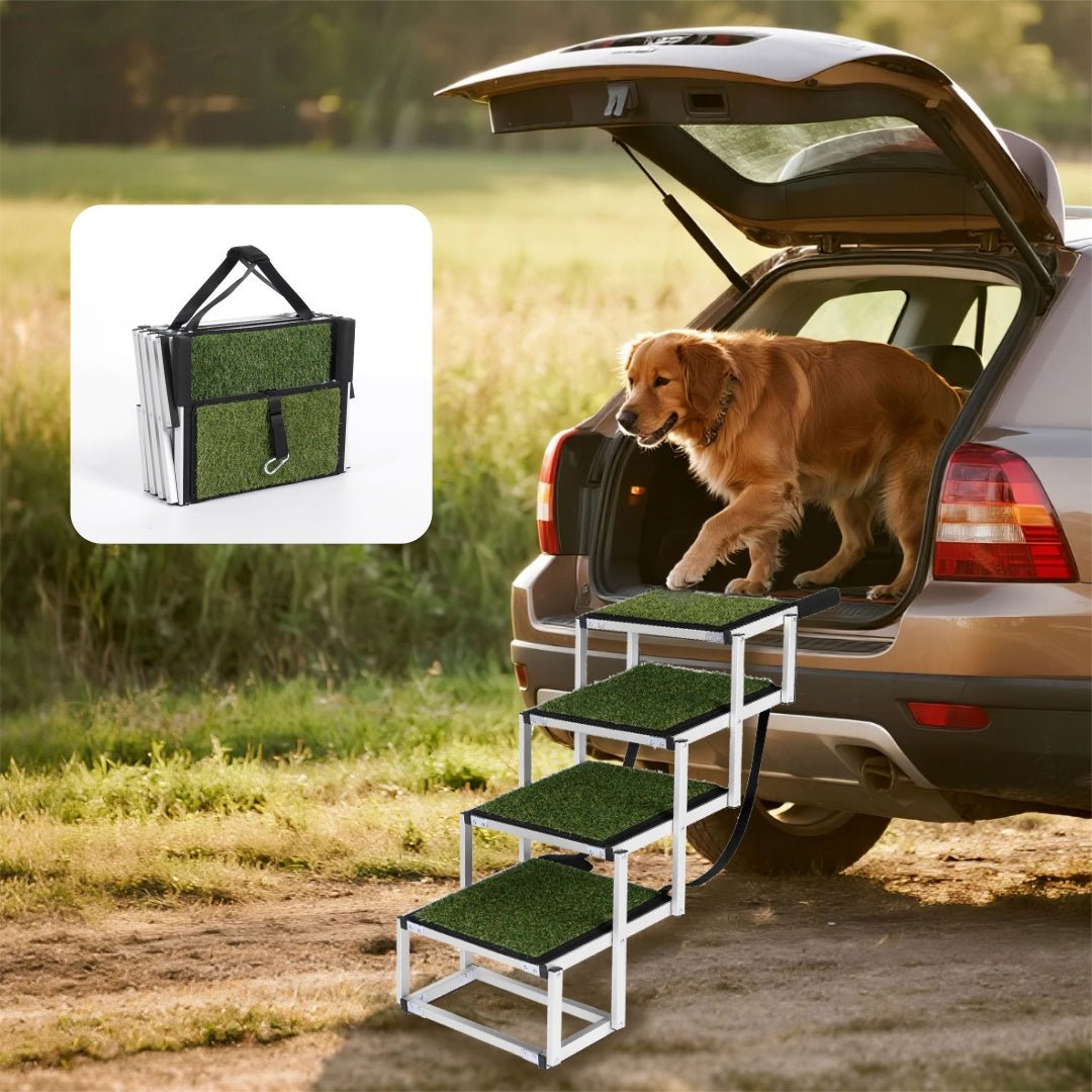 Escada Dobrável Antiderrapante para Cães – Acesso Seguro a Carros e SUVs - DogCare.pt