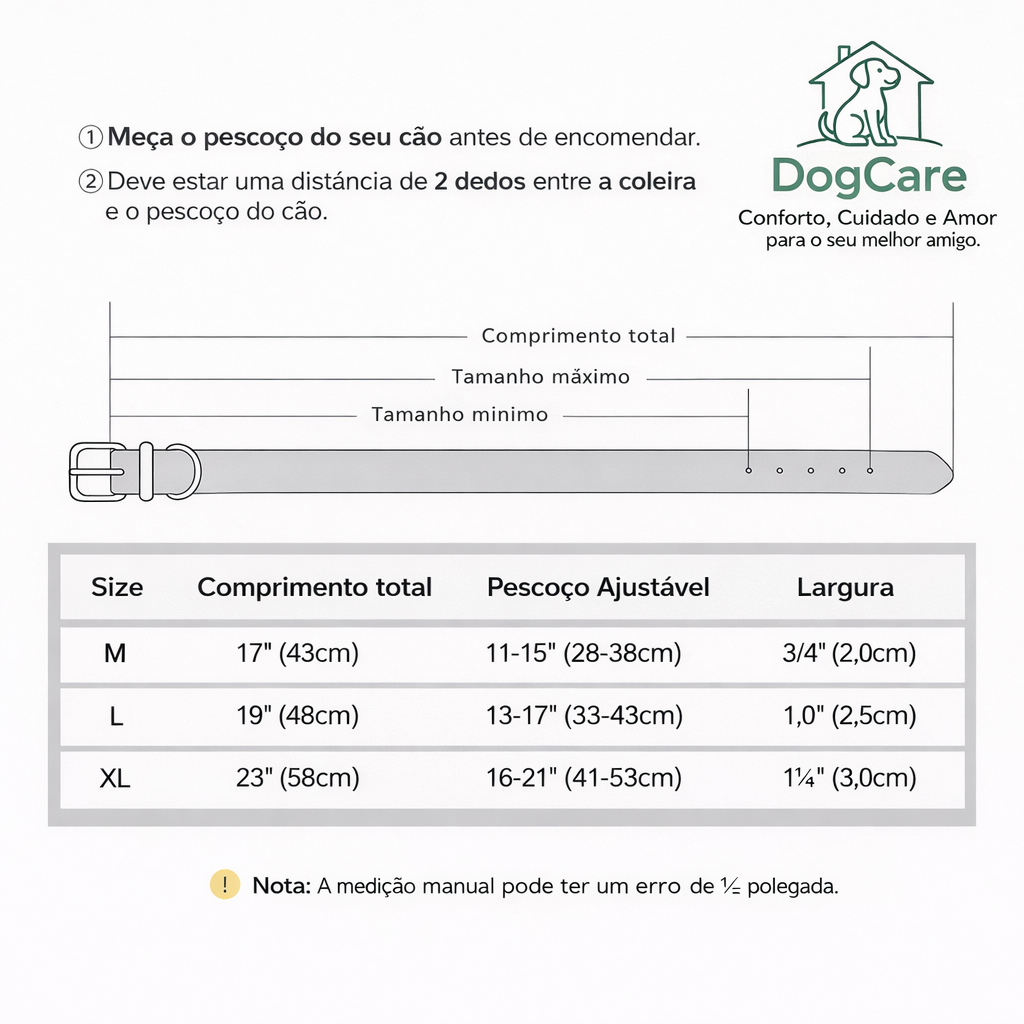 Coleira Ajustável para Cães com Suporte para Localizador – Conforto e Resistência