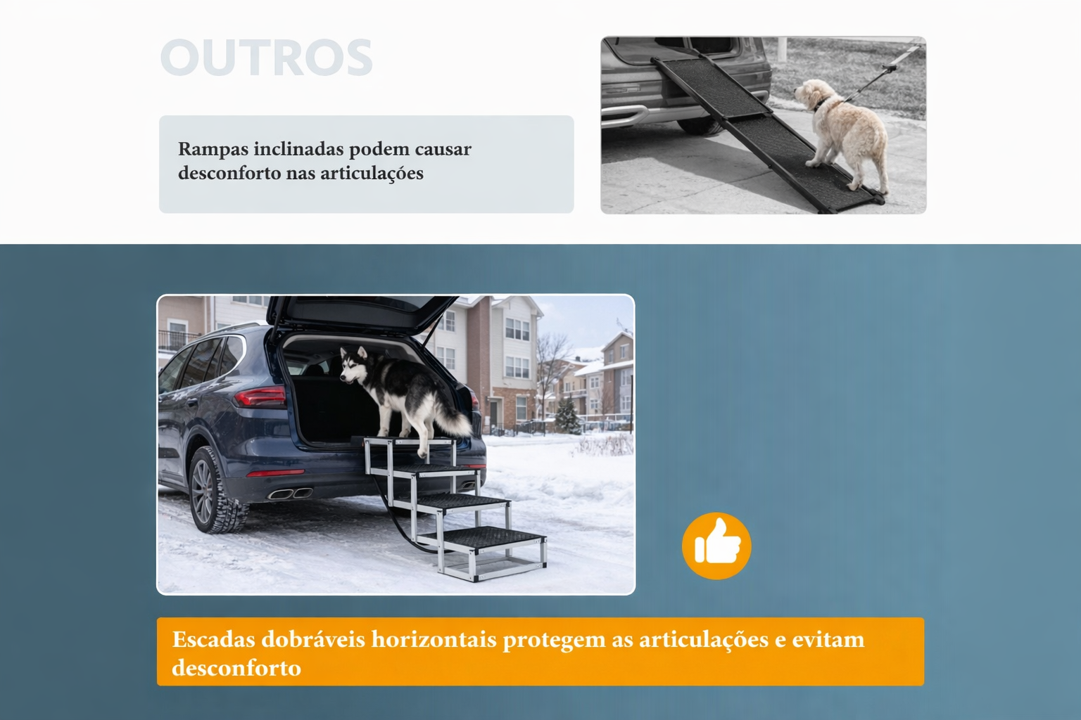 Escada Dobrável Antiderrapante para Cães – Acesso Seguro a Carros e SUVs