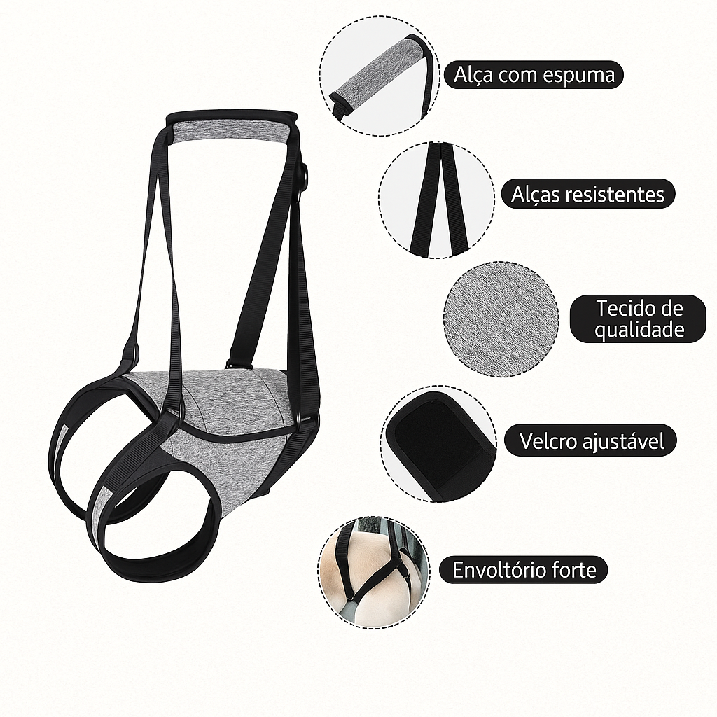 Arnês de Suporte Traseiro Ajustável para Cães – Estabilidade no Uso Diário