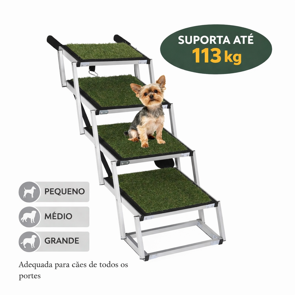 Escada Dobrável Antiderrapante para Cães – Acesso Seguro a Carros e SUVs