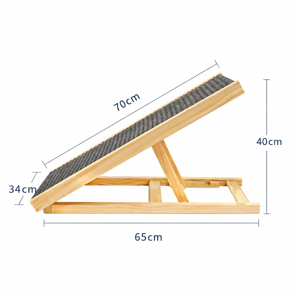 Rampa de Madeira Ajustável Antiderrapante para Cães