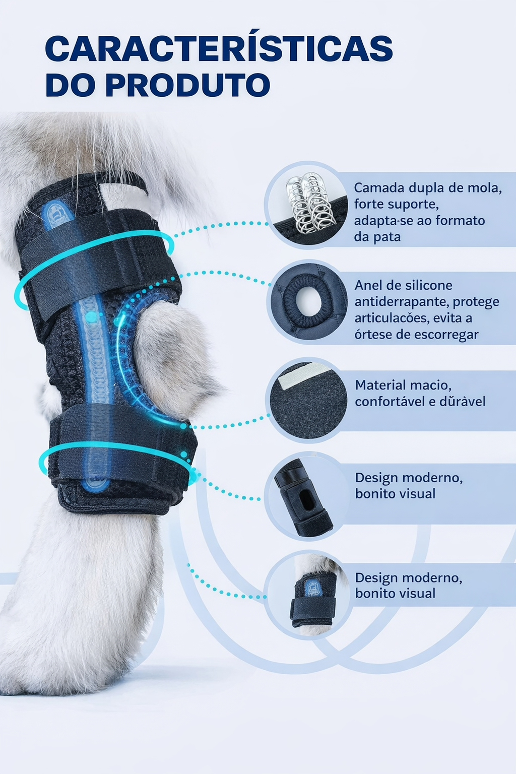 Suporte de Joelho Ajustável para Cães – Estabilidade e Conforto no Uso Diário