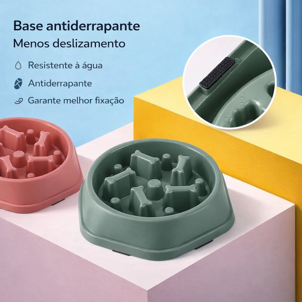 Tigela de Alimentação Lenta para Cães – Design Antiderrapante