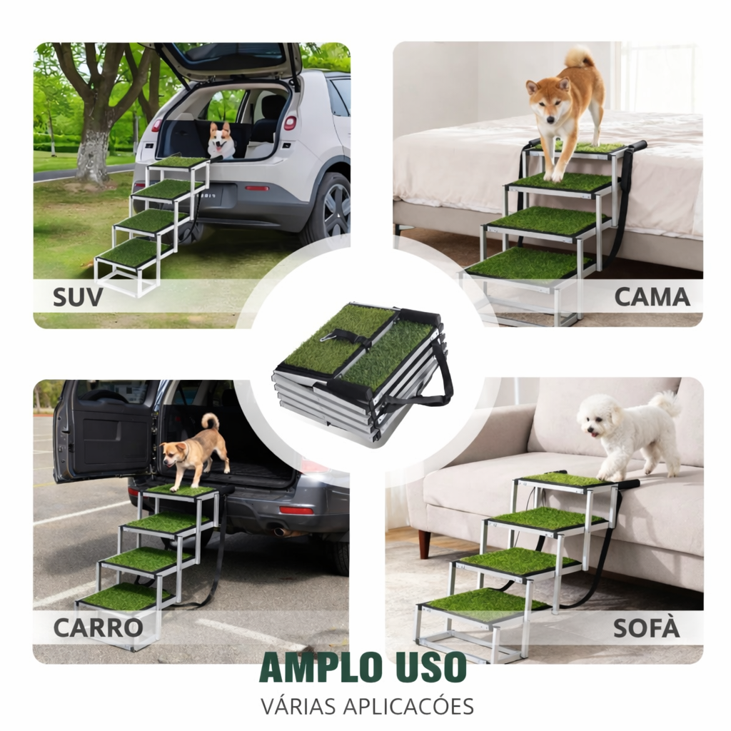 Escada Dobrável Antiderrapante para Cães – Acesso Seguro a Carros e SUVs