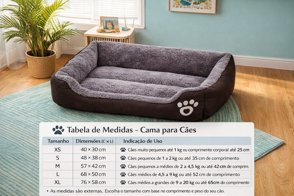 Cama Acolchoada Premium para Cães – Conforto Quente e Macio