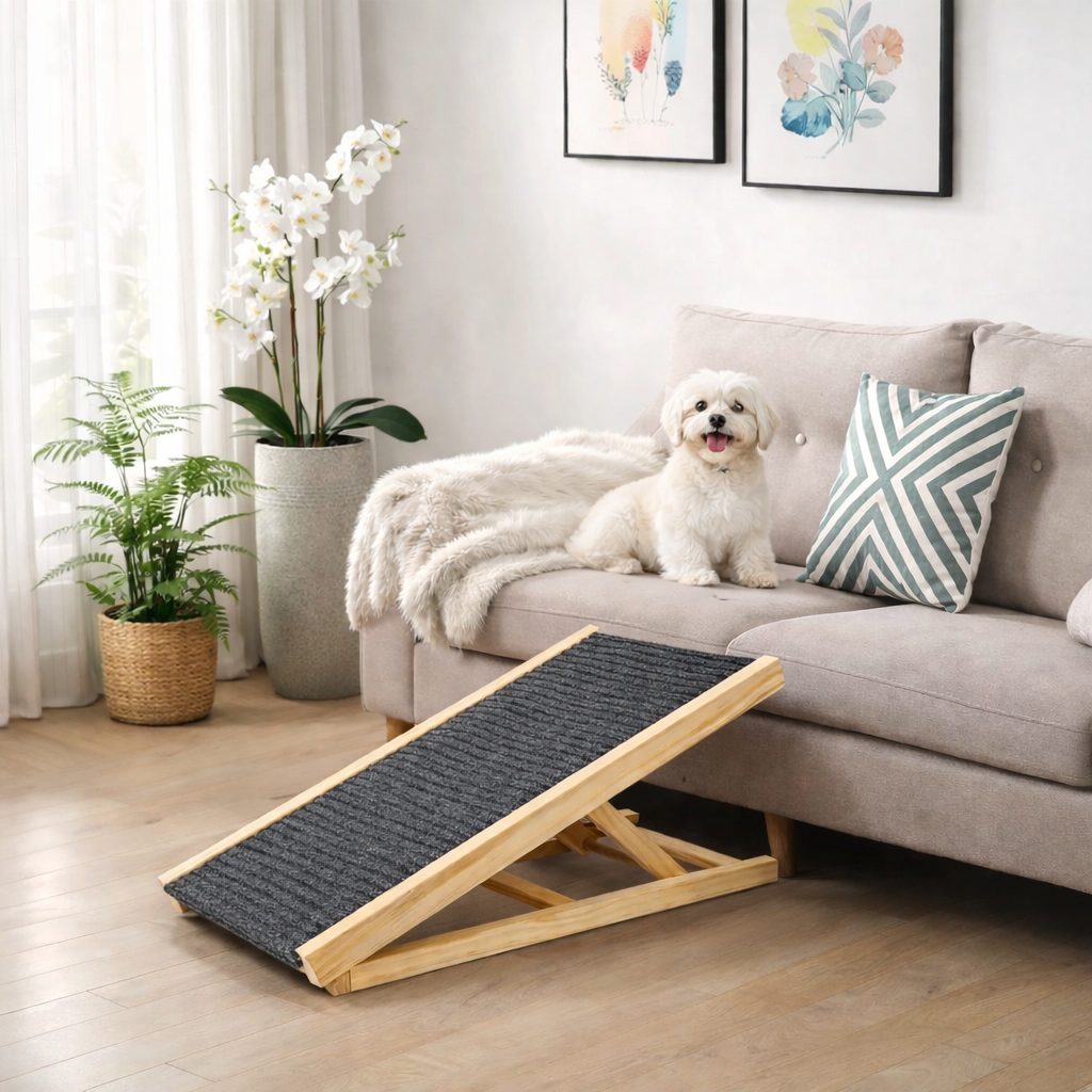 Rampa de Madeira Ajustável Antiderrapante para Cães
