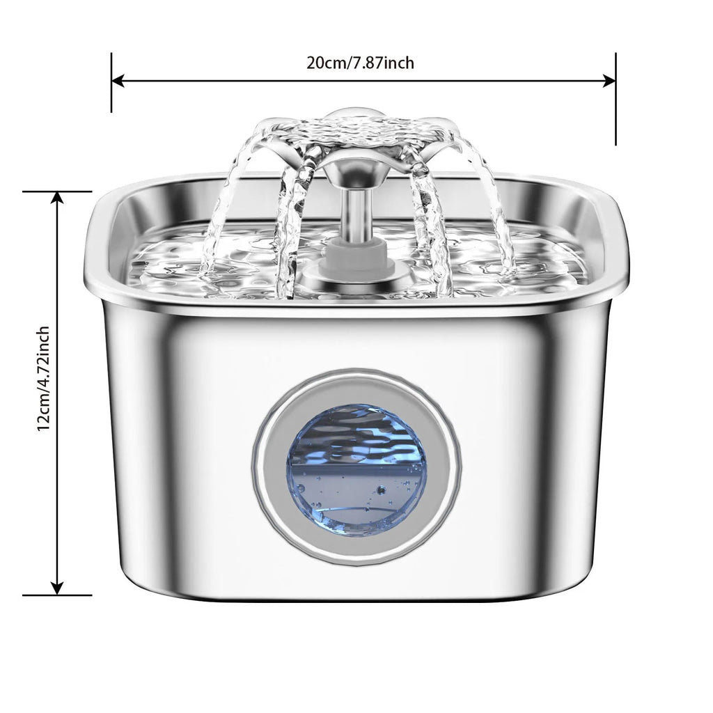 Fonte de Água Automática em Inox para Cães e Gatos – 2L - DogCare.pt