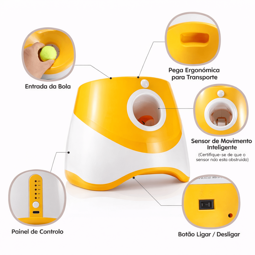 Lançador Automático de Bolas para Cães – Brinquedo Interativo com Sensor - DogCare.pt
