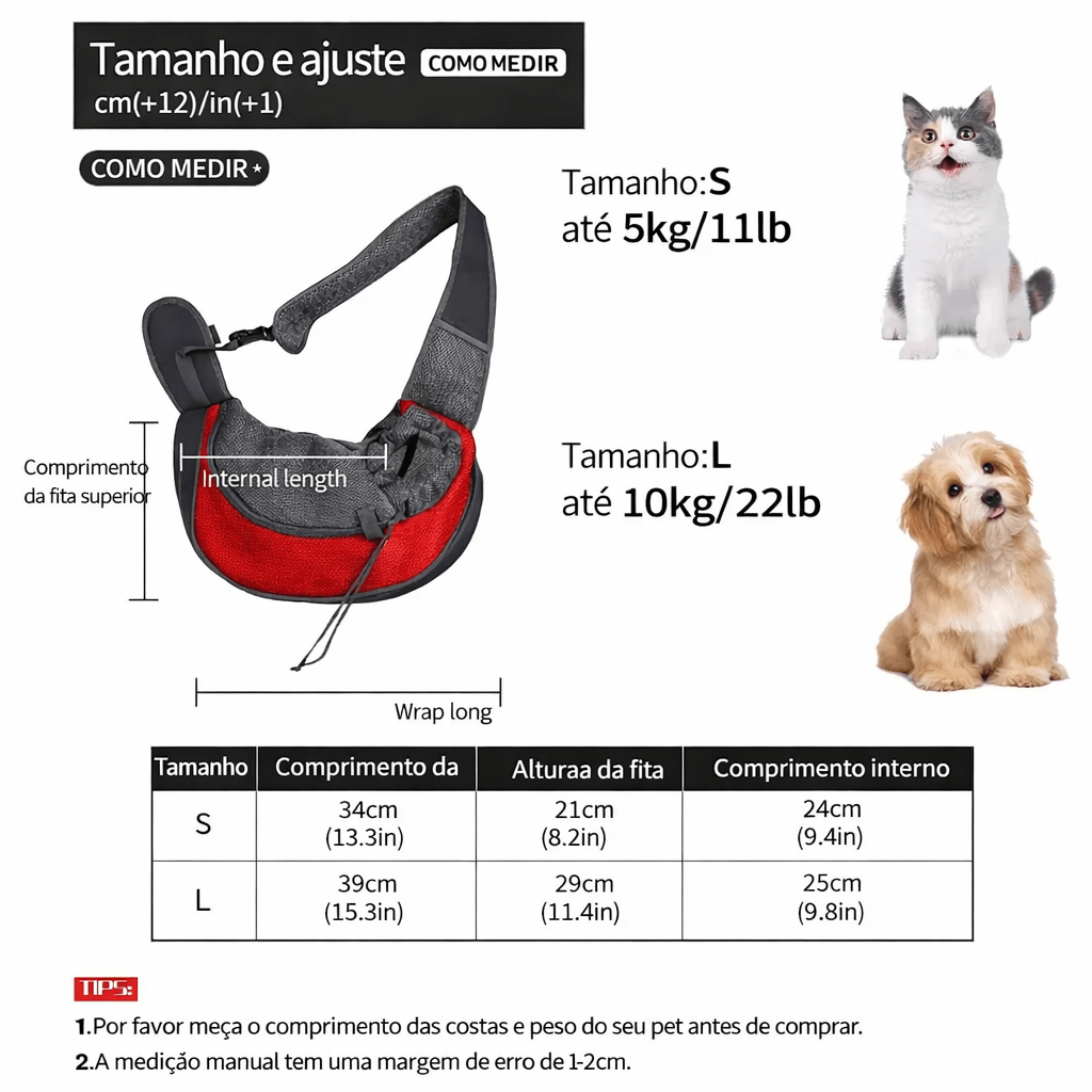 Mochila Transportadora para Cães e Gatos – Confortável e Respirável - DogCare.pt
